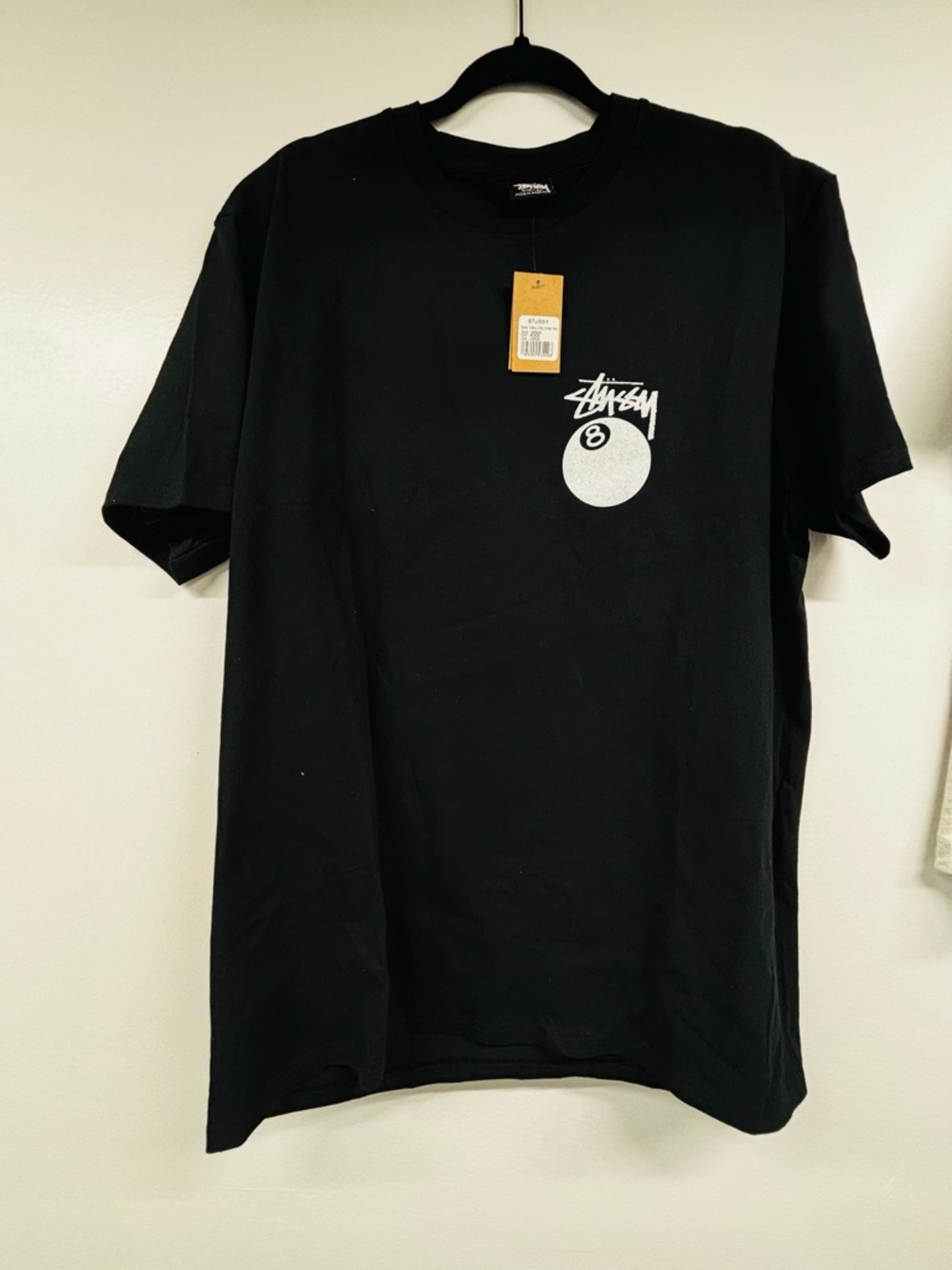 Stussy Black Short-Sleeve Tee with White Graphic